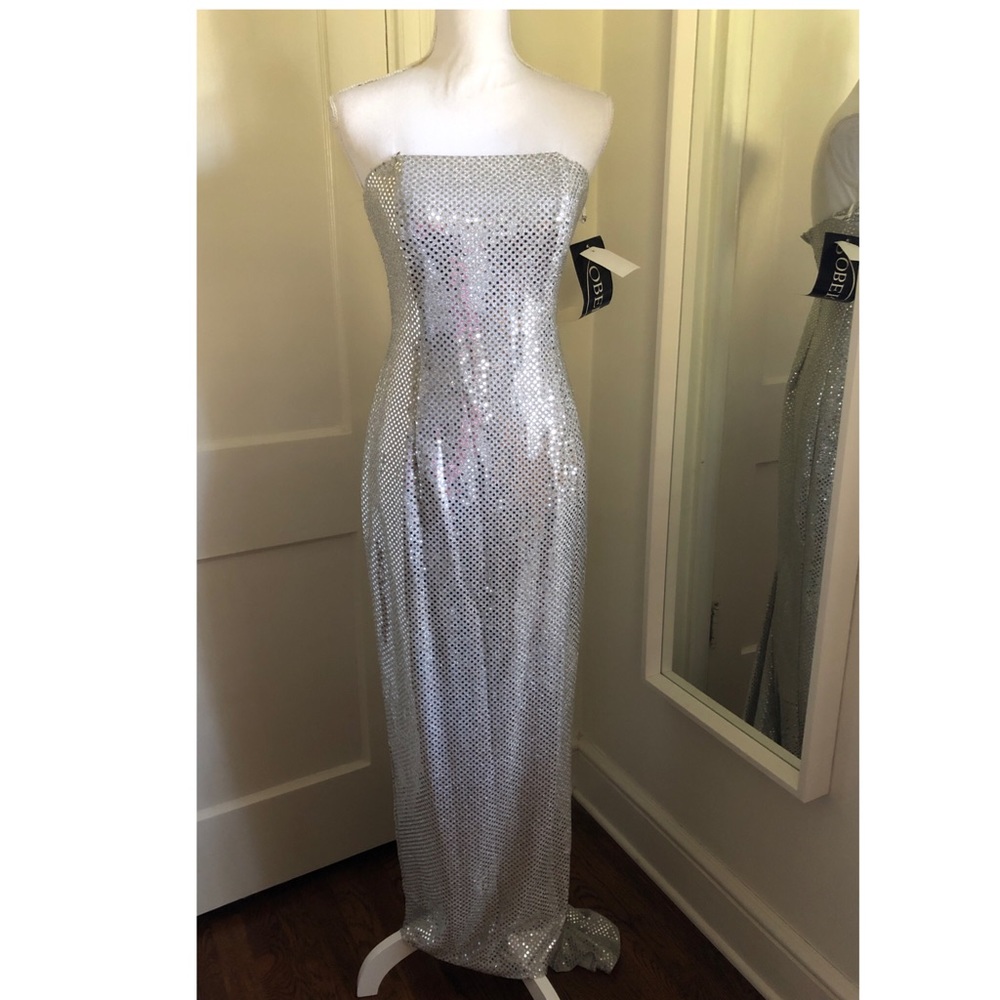 NWT Altered Vintage Roberta Silver Sequin Gown